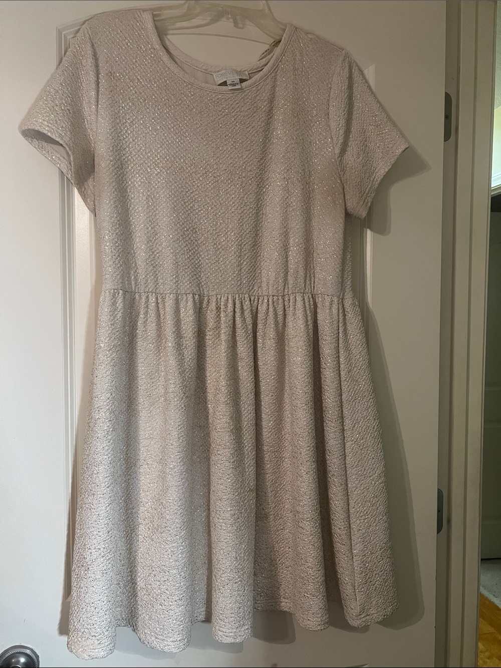 Forever 21 Cream Sparkle Textured Mini Dress